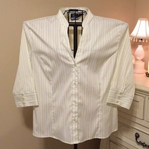 DCC easy care stretch button down blouse XL